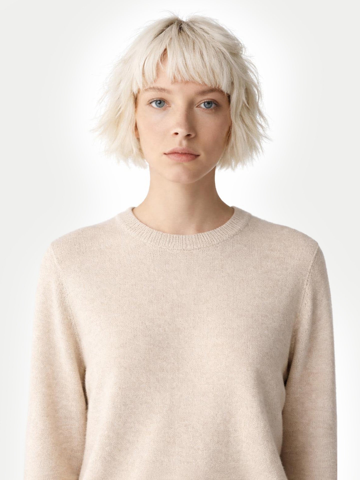 Essential Cashmere Crewneck Sweater Birch - Gobi Cashmere