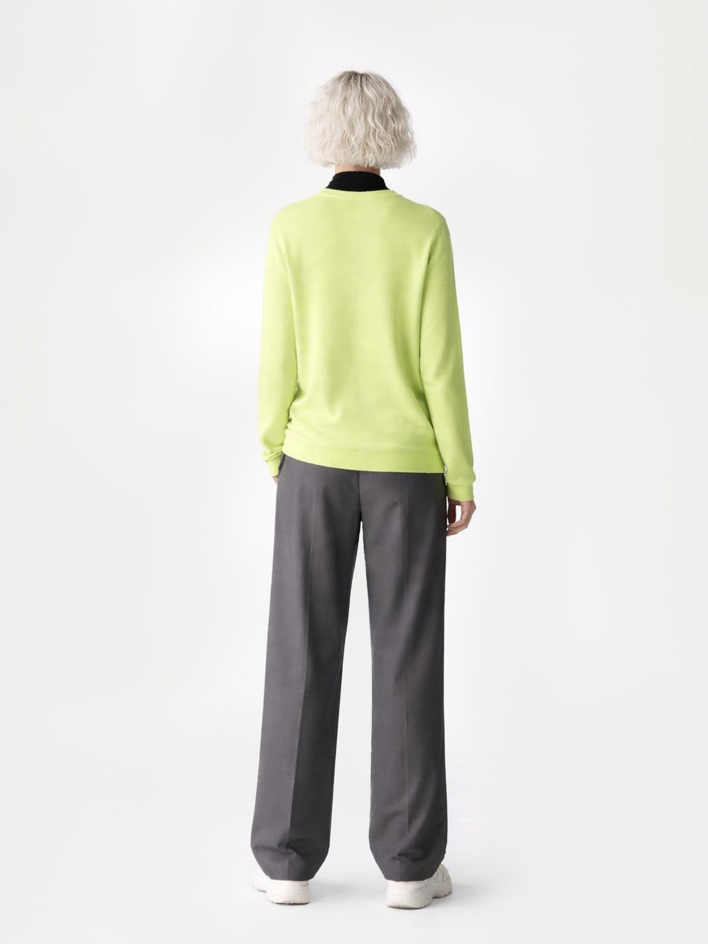 Essential Cashmere Crewneck Sweater Sunny Lime - Gobi Cashmere