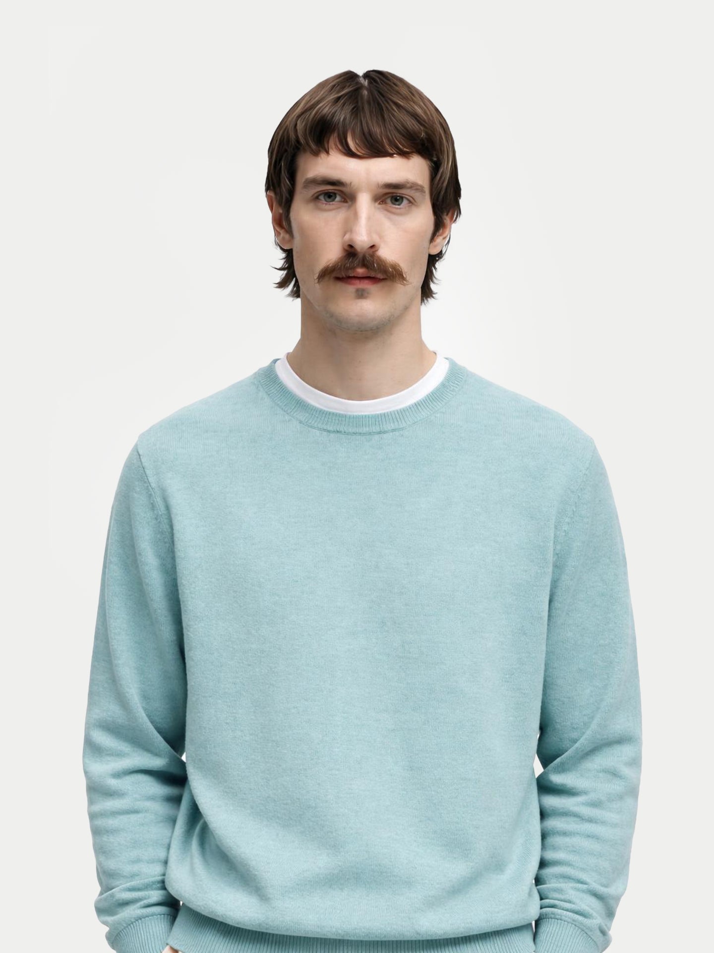 Essential Crewneck Cashmere Sweater Blue Haze - Gobi Cashmere