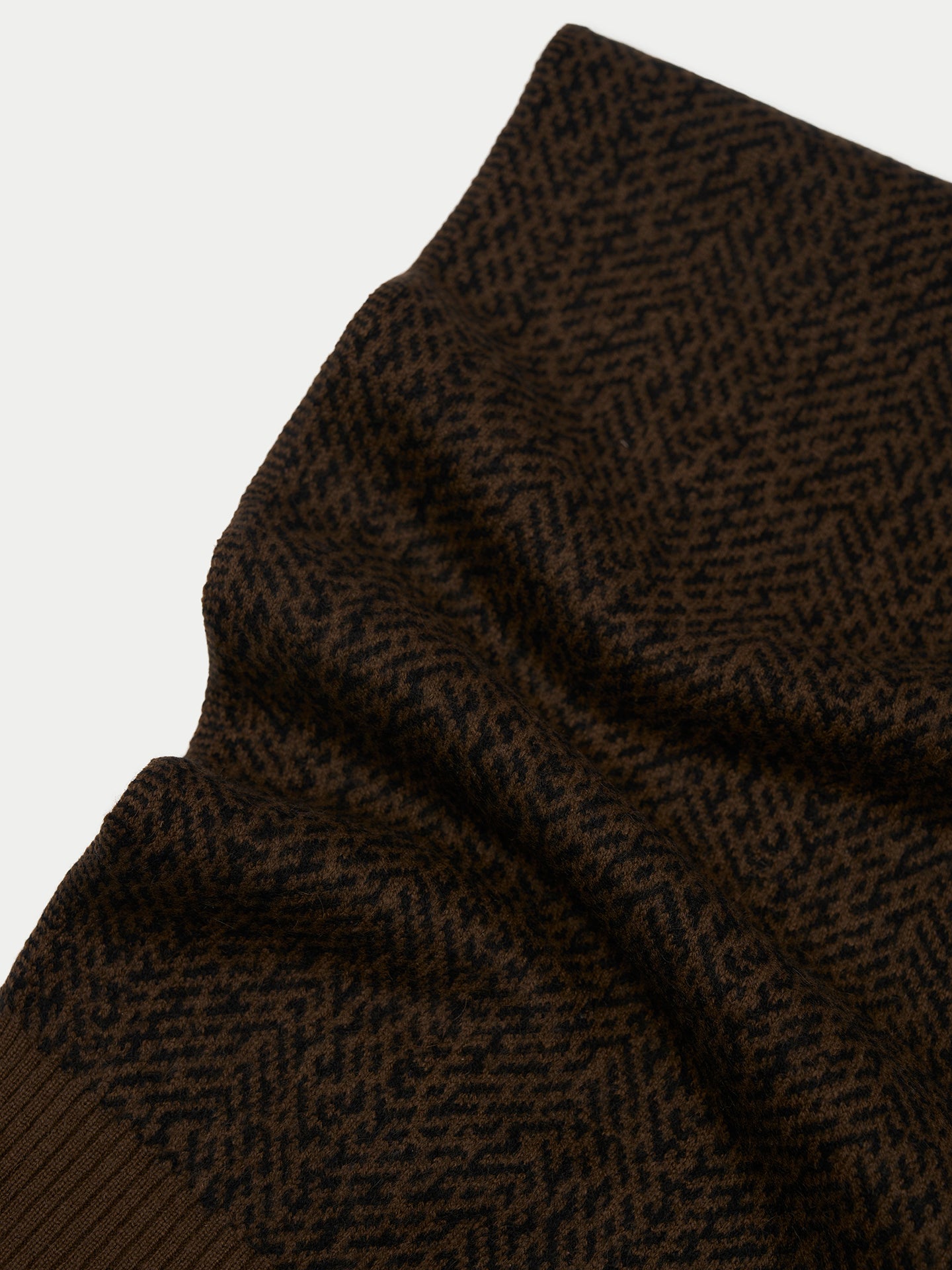 Unisex Cashmere Jacquard Knitted Scarf Sepia - Gobi Cashmere