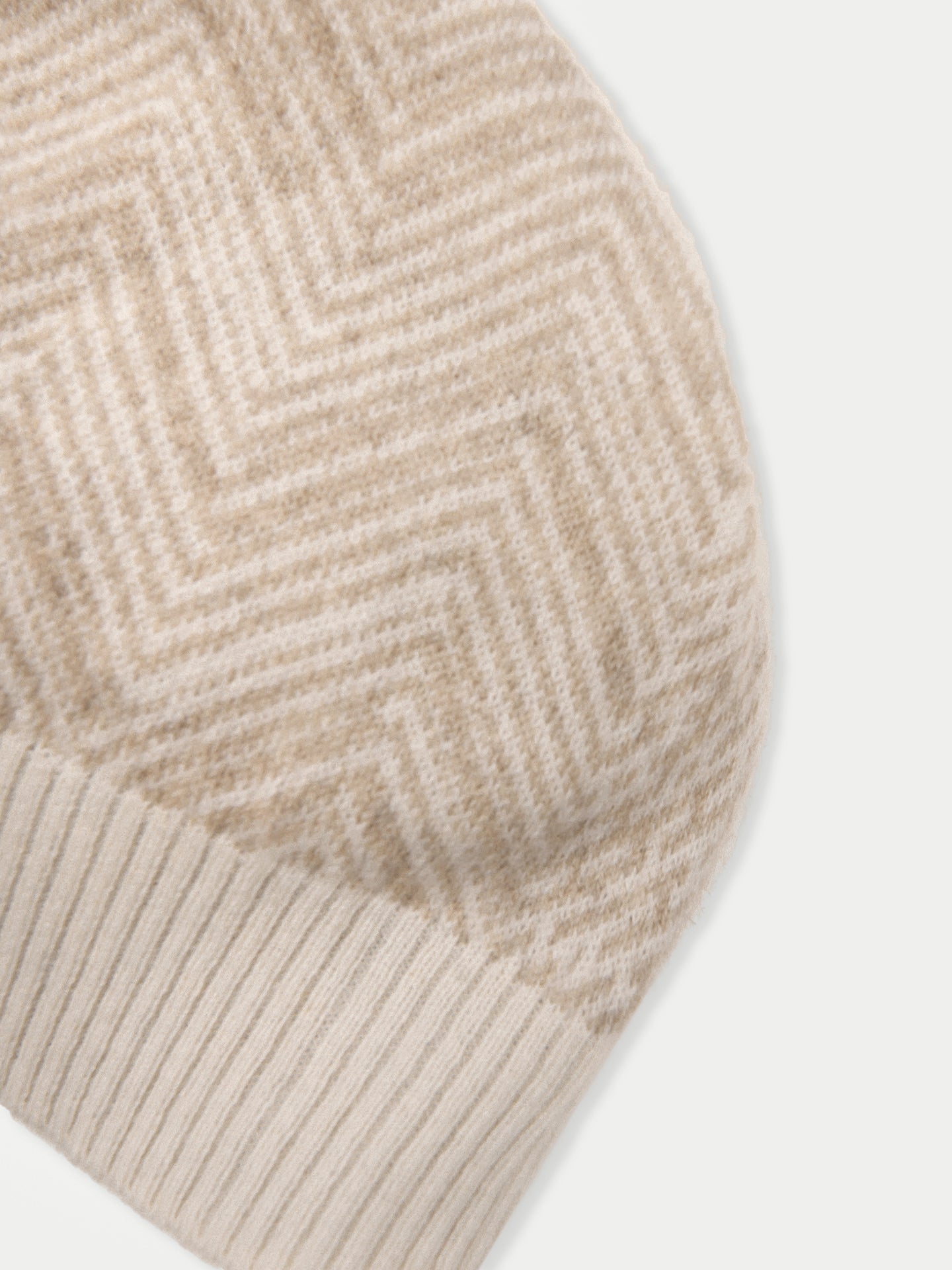 Unisex Cashmere Jacquard Knitted Hat Coconut Milk - Gobi Cashmere