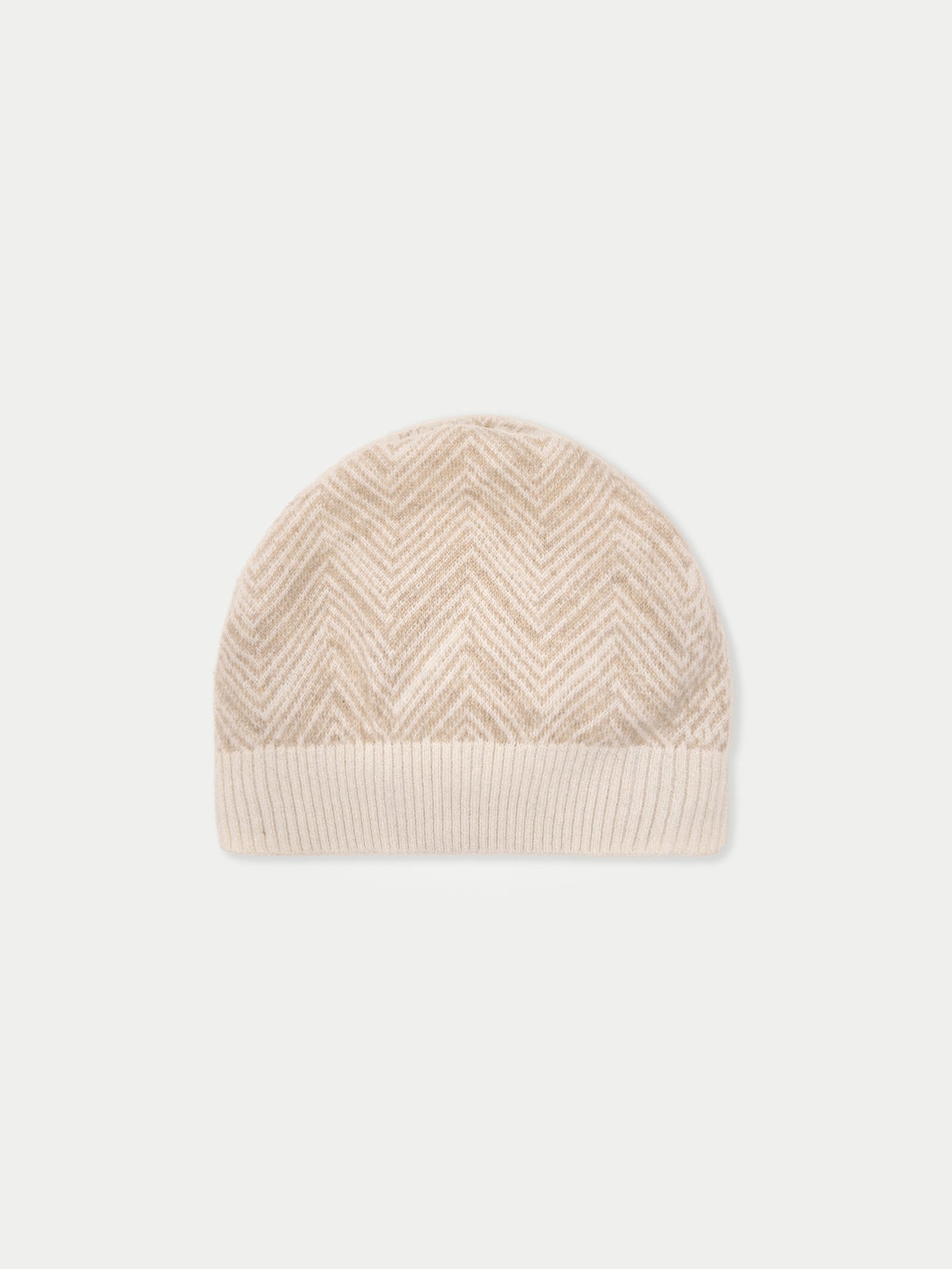 Unisex Cashmere Jacquard Knitted Hat Coconut Milk - Gobi Cashmere