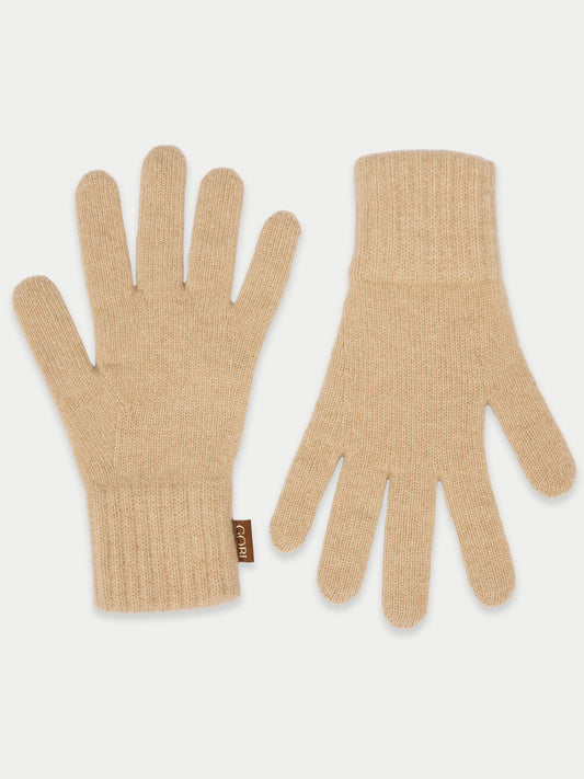 Essential Knit Cashmere Gloves Beige - Gobi Cashmere