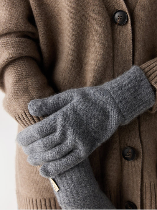 Essential Knit Cashmere Gloves Dim Gray - Gobi Cashmere
