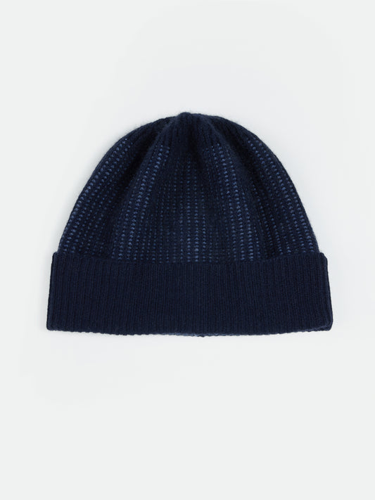 Cashmere Ribbed Knit Hat Navy Blazer - Gobi Cashmere