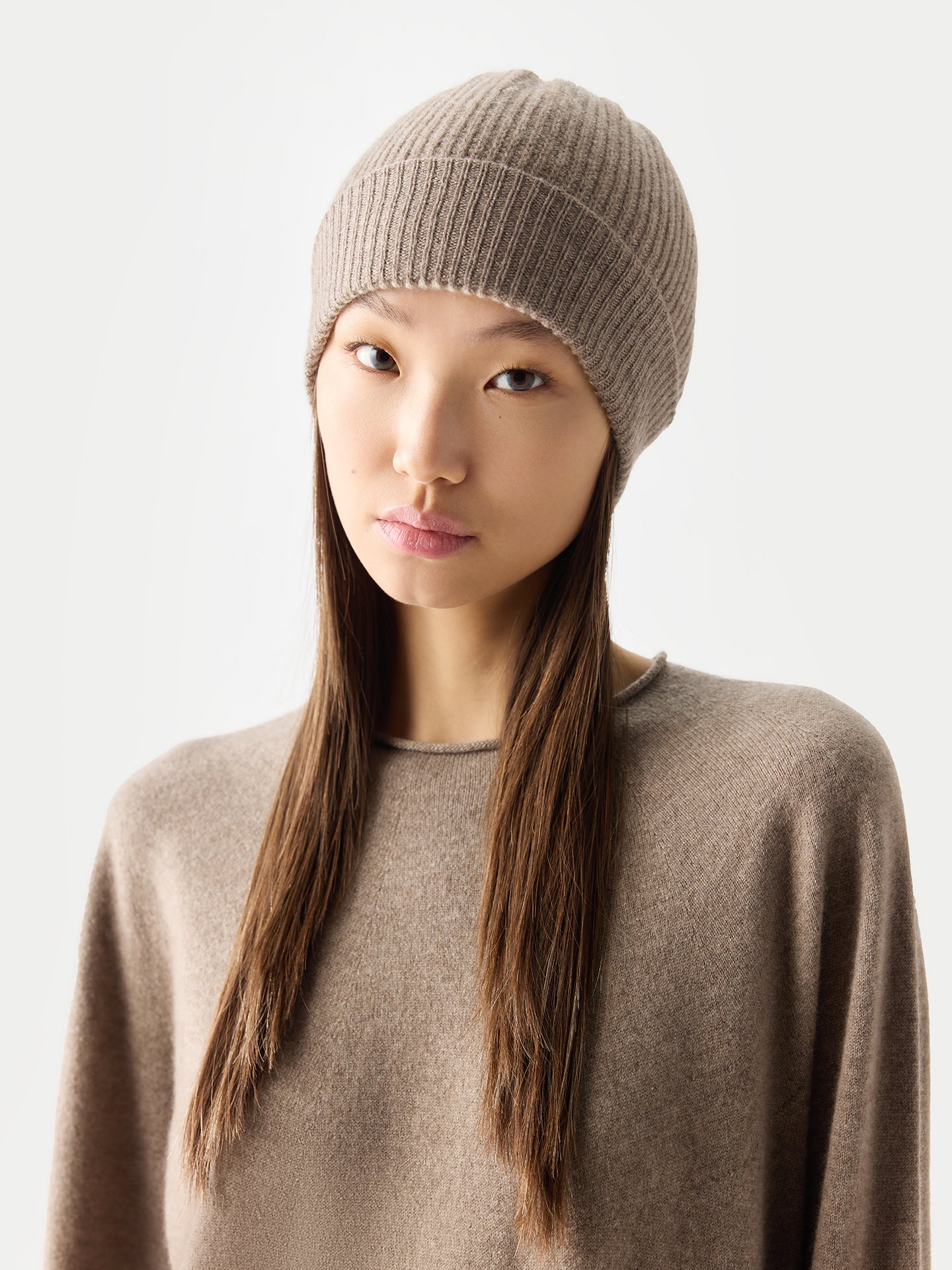 Cashmere Ribbed Knit Hat