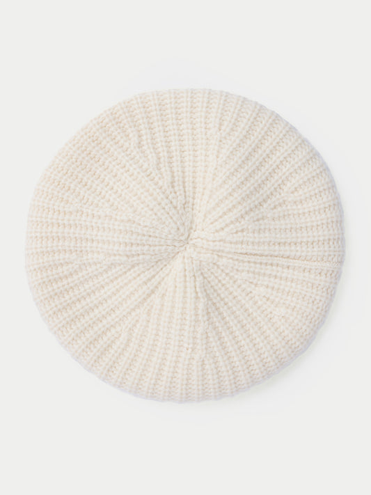 Textured Knit Beret White - Gobi Cashmere