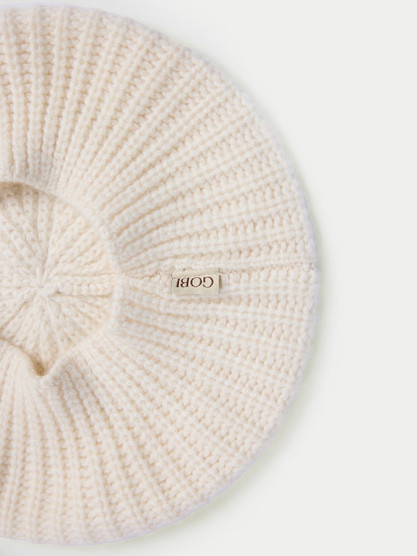 Textured Knit Beret White - Gobi Cashmere