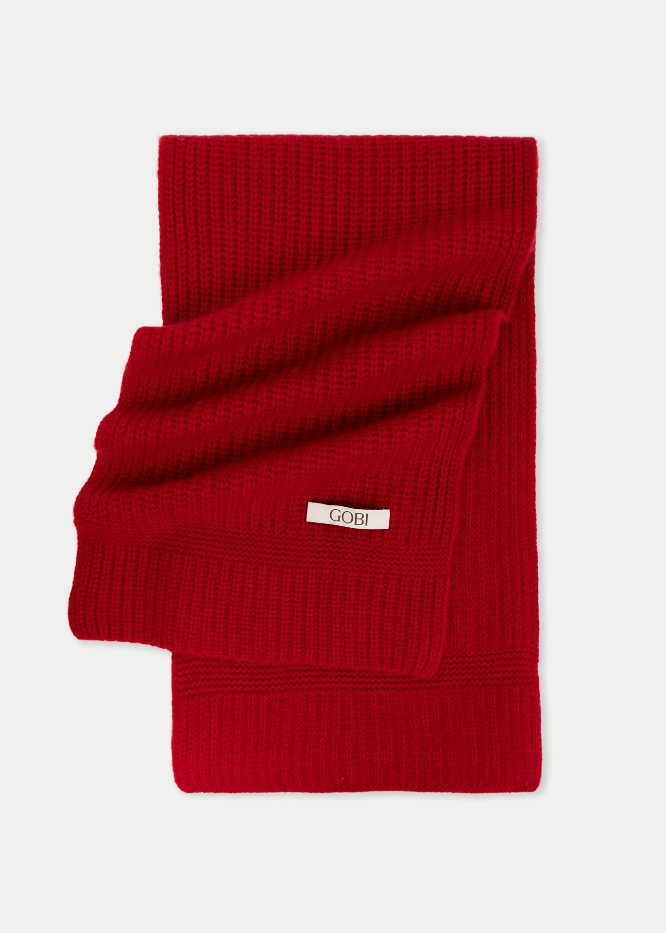 Wide Rib Knit Scarf Chili Pepper - Gobi Cashmere