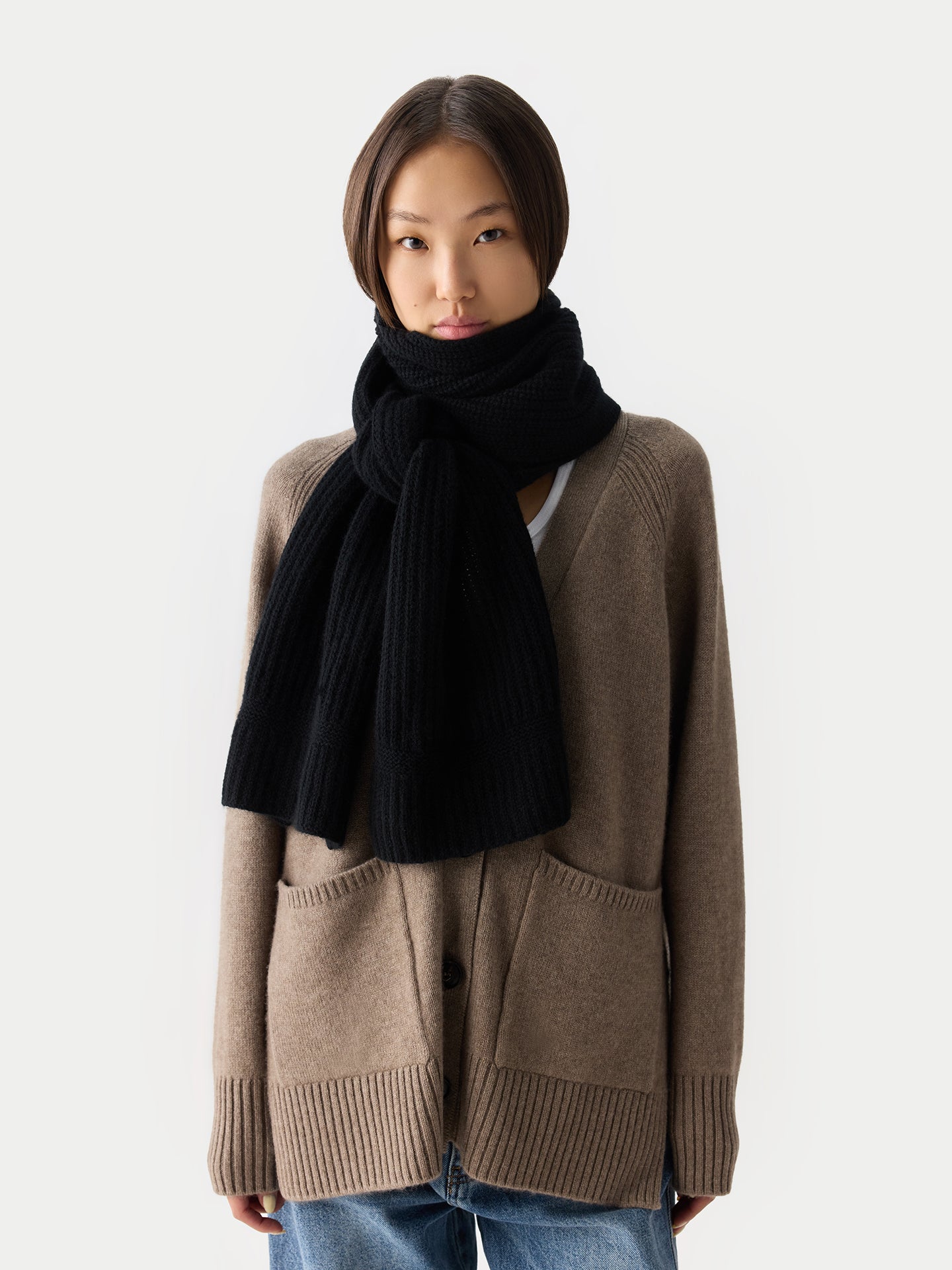 Wide Rib Knit Scarf