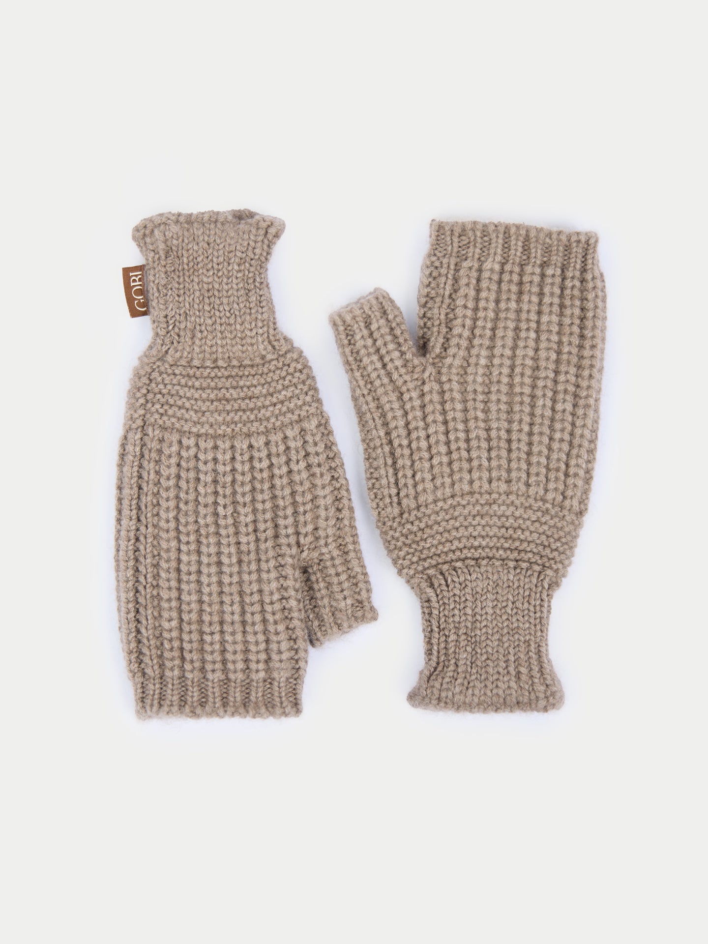 Organic Colour Rib-Knit Cashmere Gloves Taupe - Gobi Cashmere