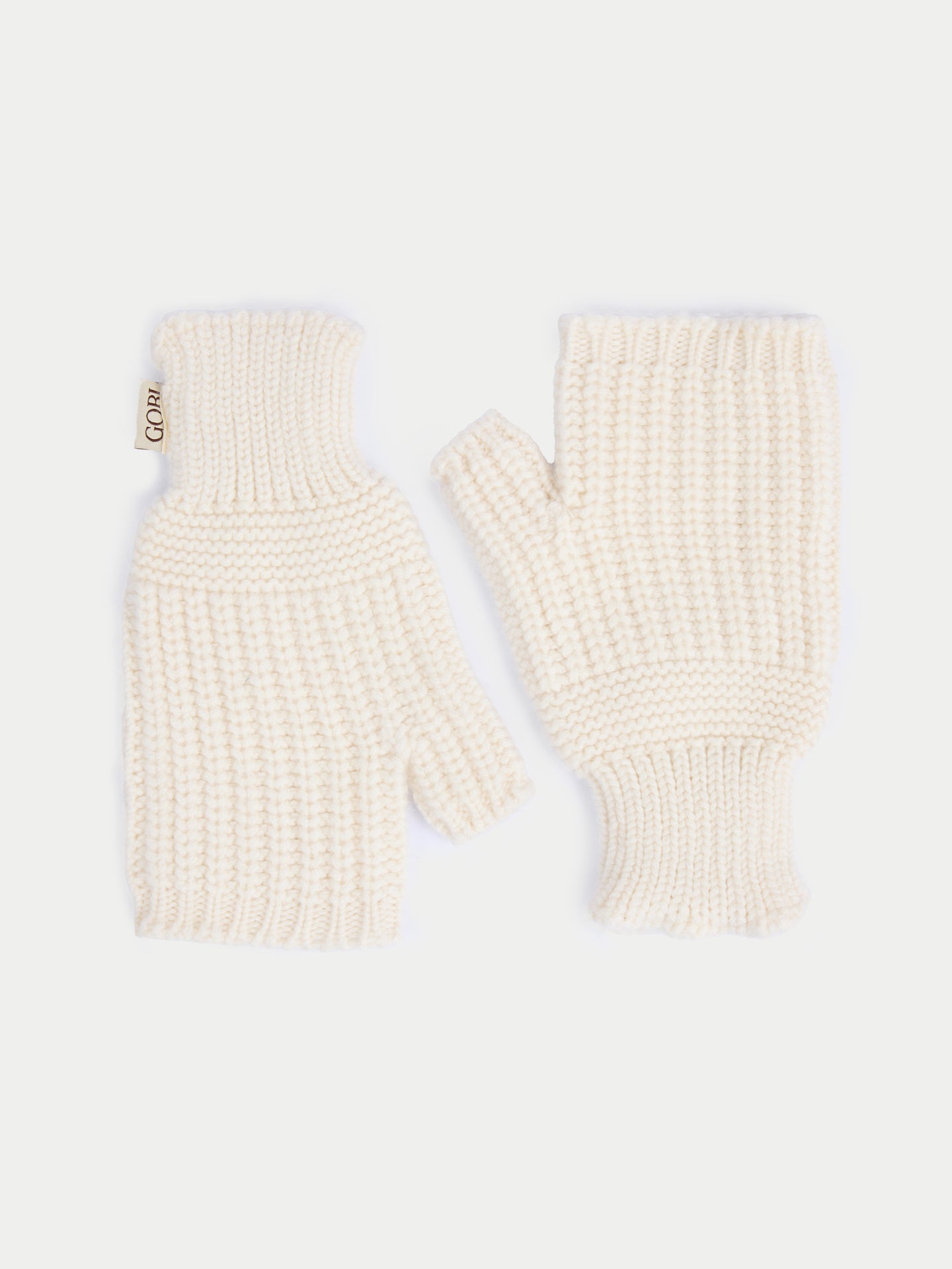 Rib-Knit Cashmere Gloves White - Gobi Cashmere