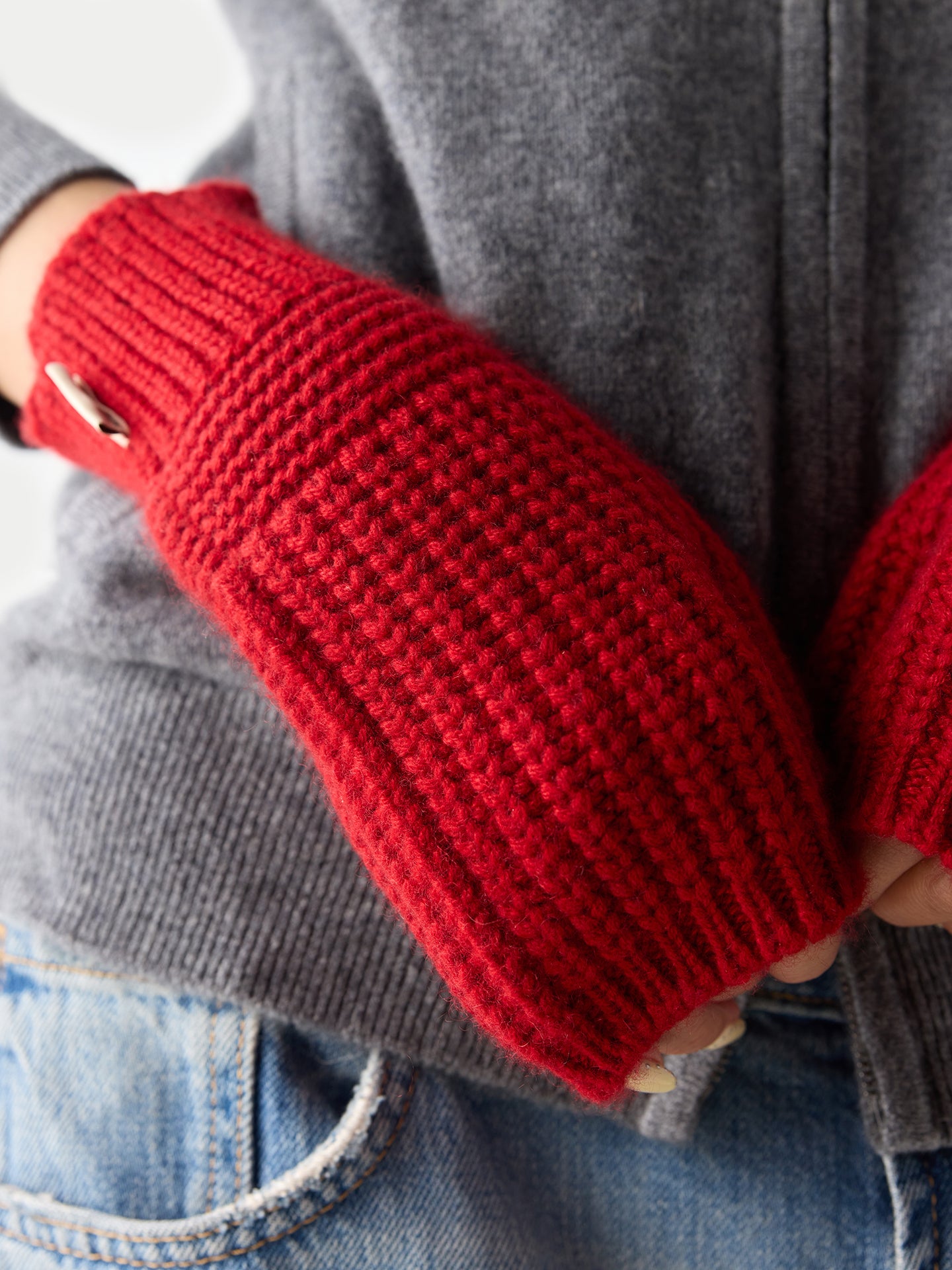 Rib-Knit Cashmere Gloves Chili Pepper - Gobi Cashmere