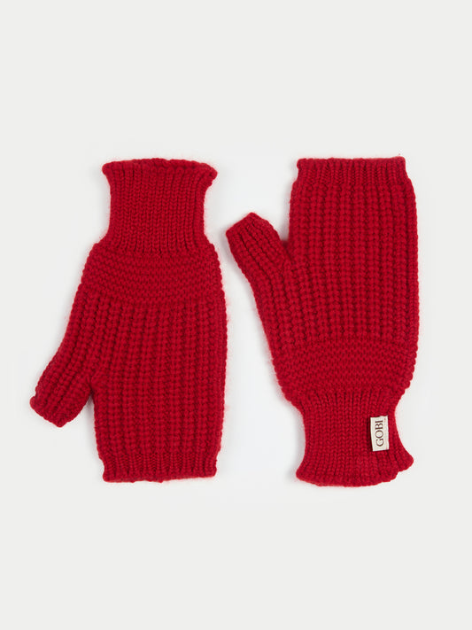 Rib-Knit Cashmere Gloves Chili Pepper - Gobi Cashmere