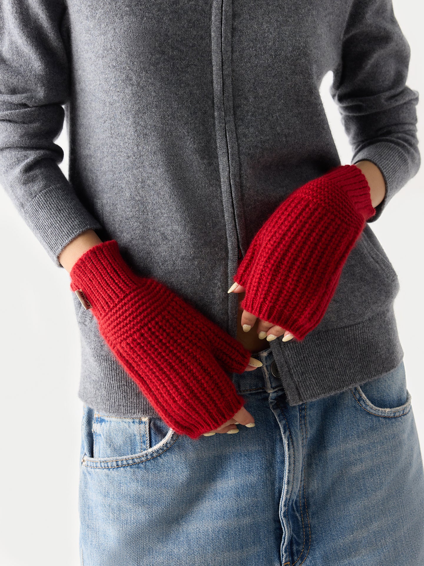 Rib-Knit Cashmere Gloves Chili Pepper - Gobi Cashmere