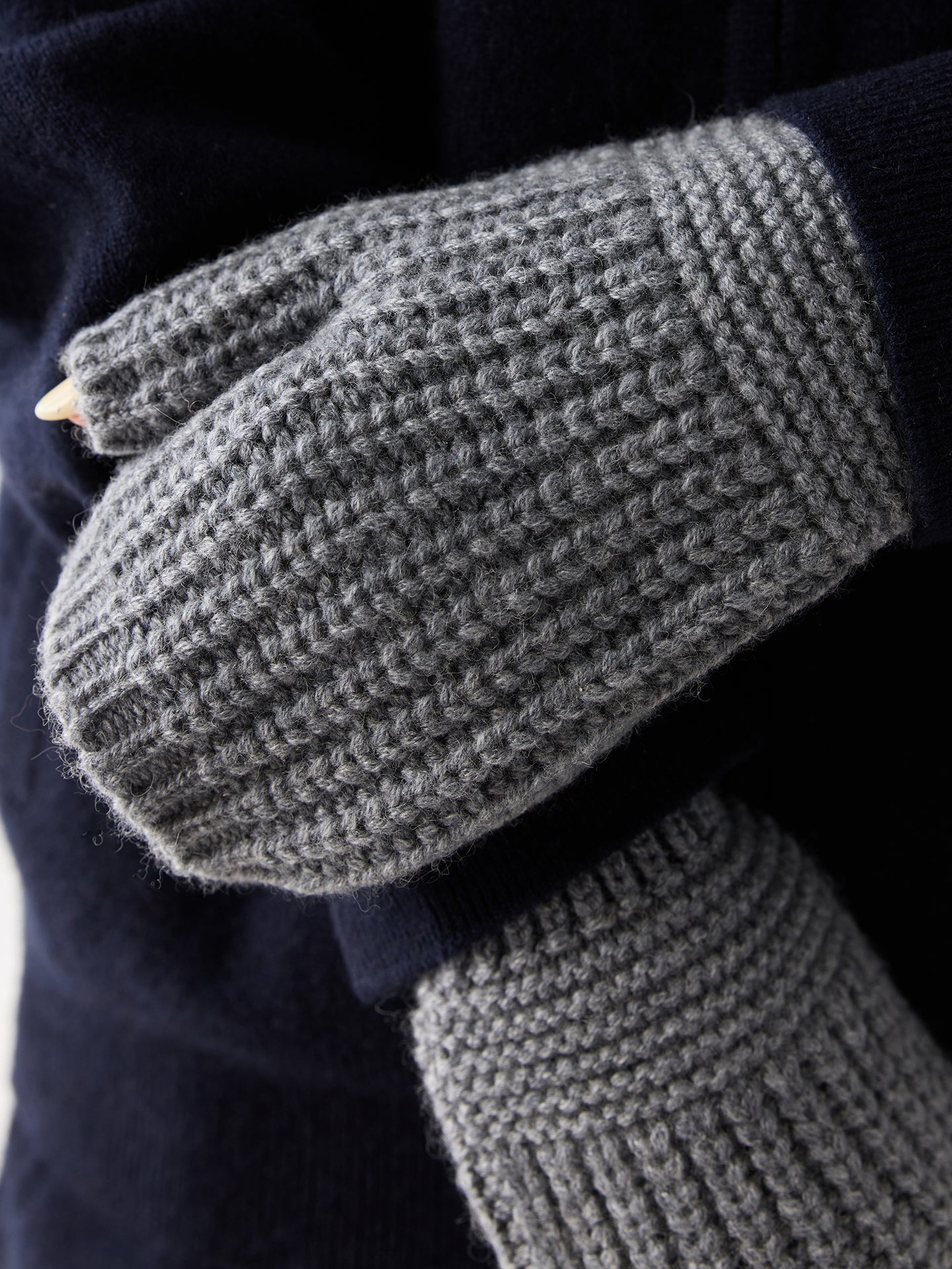 Rib-Knit Cashmere Gloves Dim Gray - Gobi Cashmere