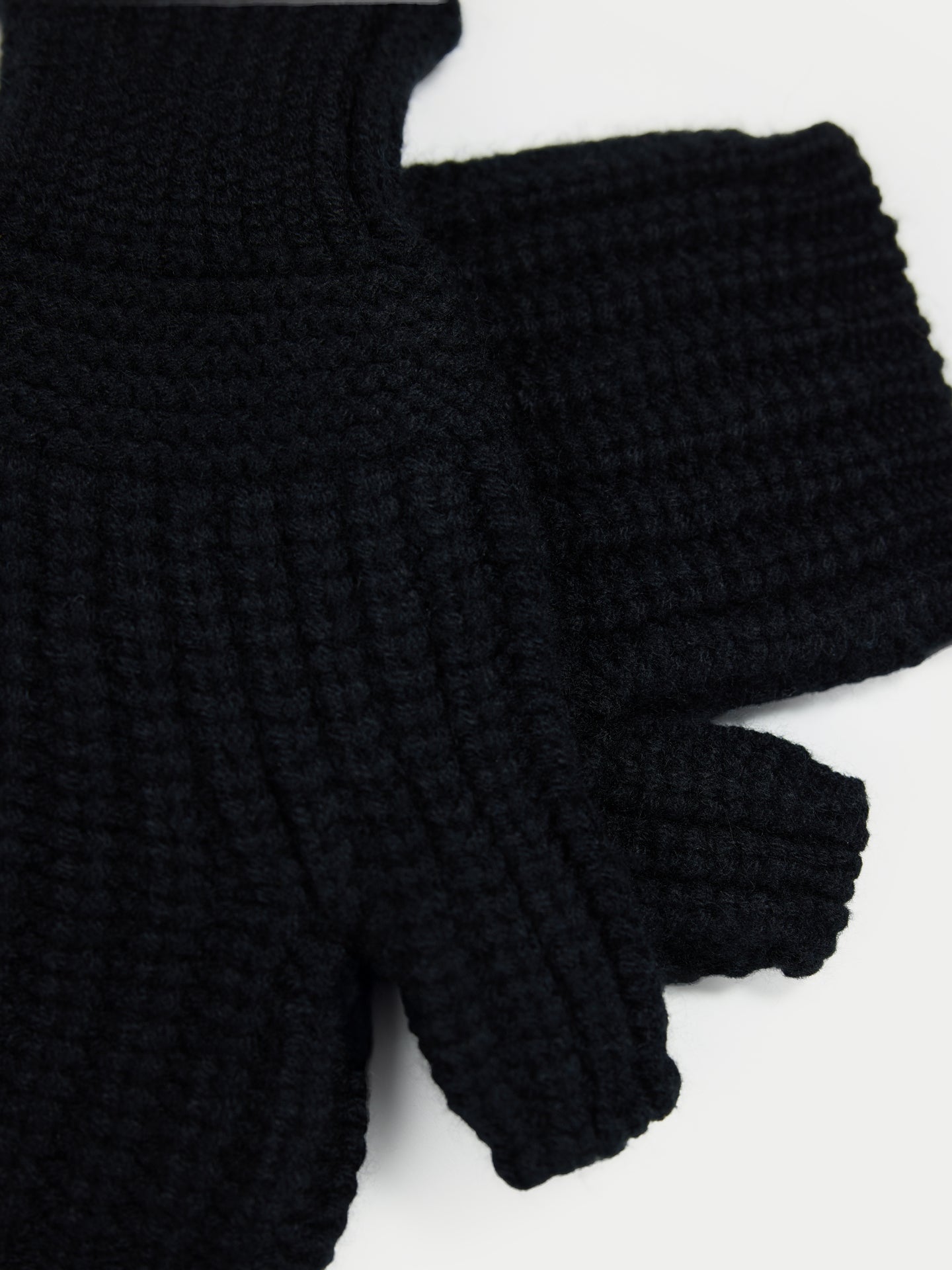 Rib-Knit Cashmere Gloves Black - Gobi Cashmere