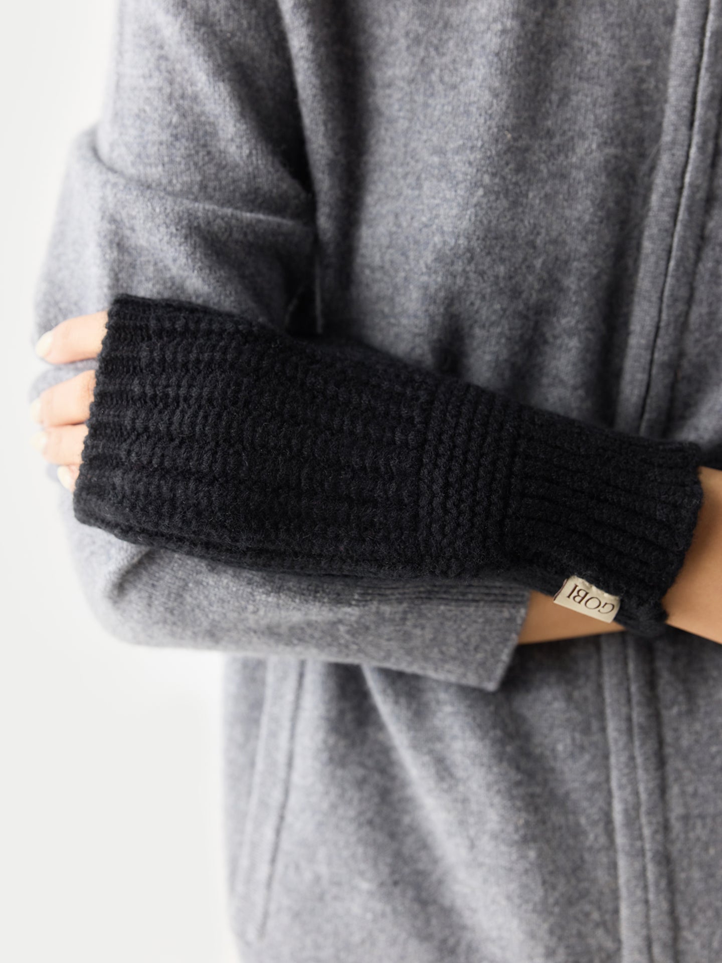 Rib-Knit Cashmere Gloves Black - Gobi Cashmere