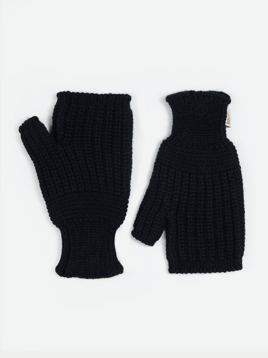 Rib-Knit Cashmere Gloves Black - Gobi Cashmere