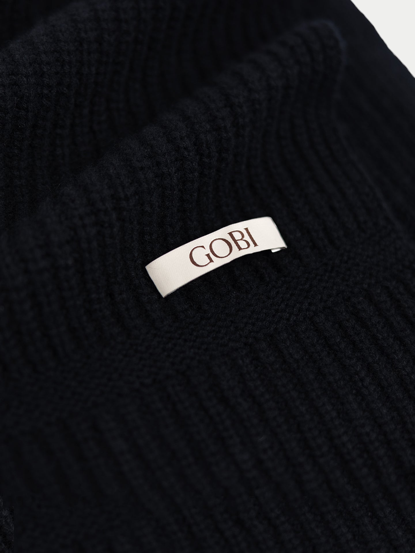 Rib-Knit Cashmere Gloves Black - Gobi Cashmere