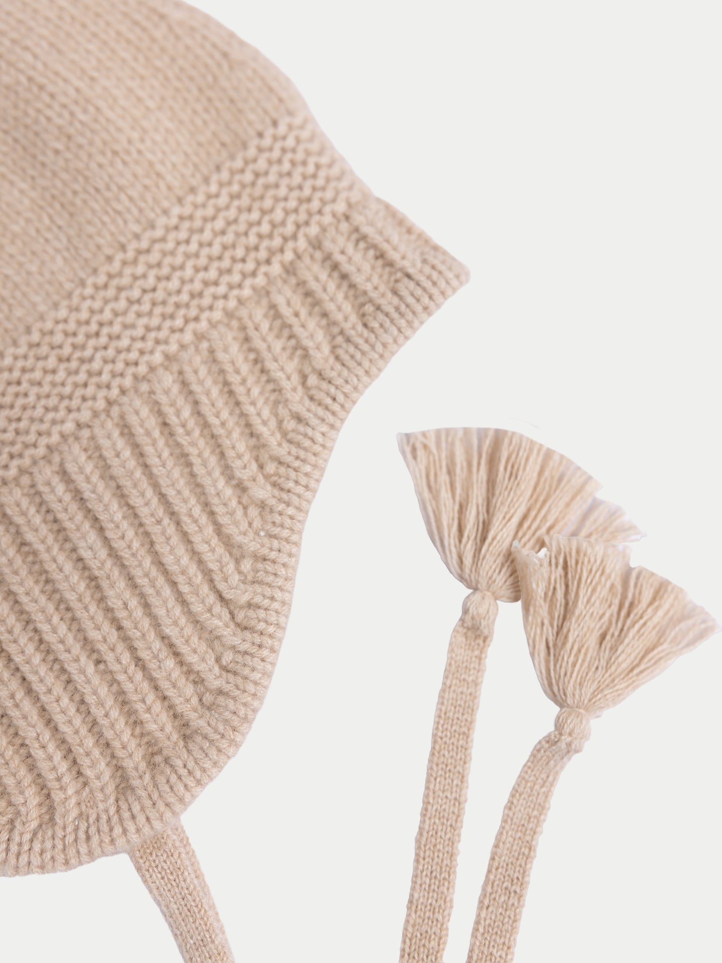 Ultimate Warmth Knit Tie Hat Beige - Gobi Cashmere