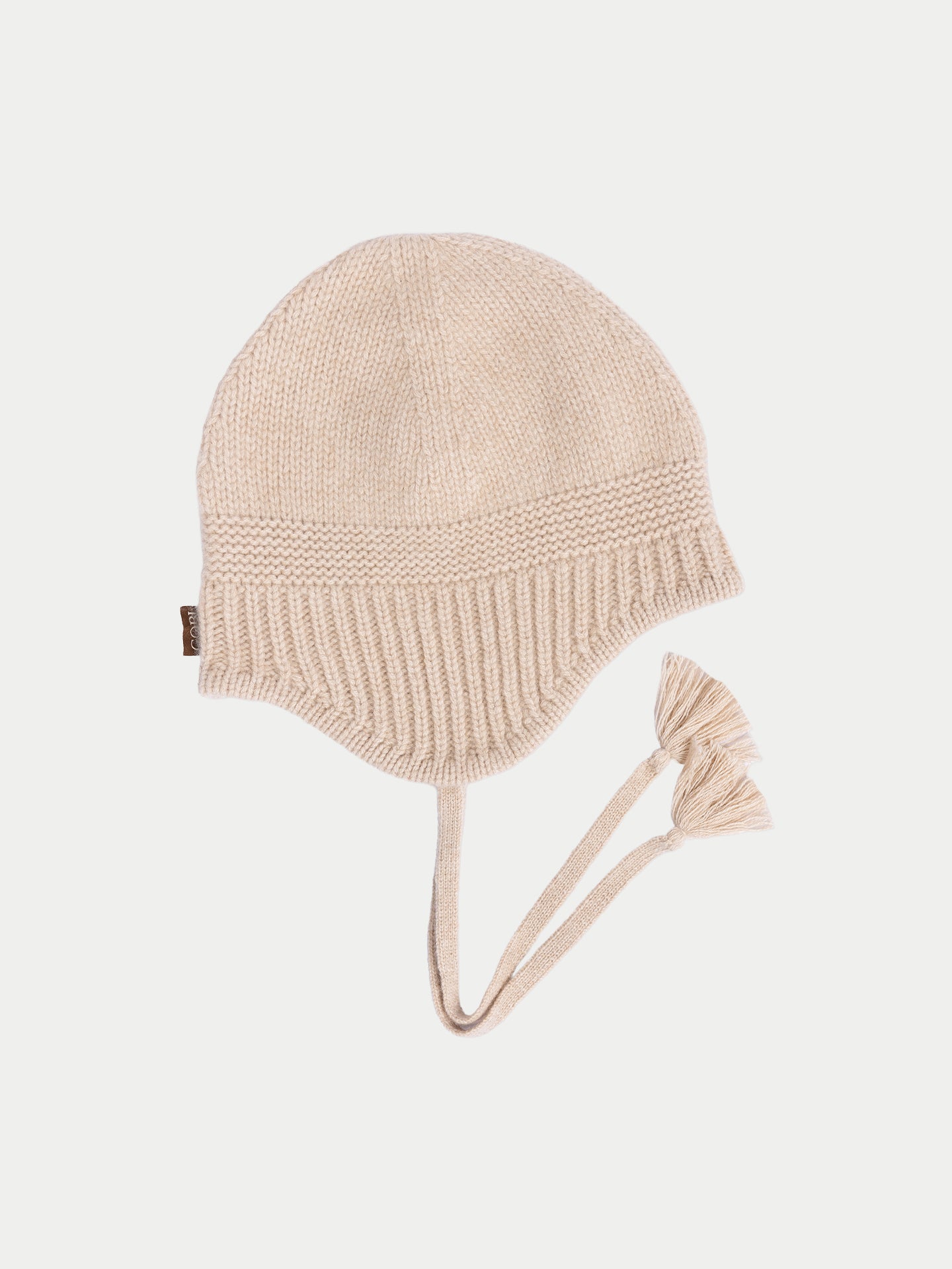 Ultimate Warmth Knit Tie Hat Beige - Gobi Cashmere