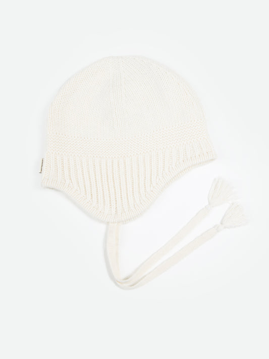Ultimate Warmth Knit Tie Hat White - Gobi Cashmere