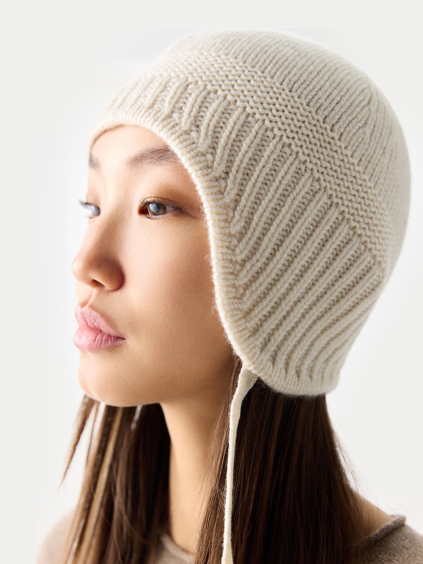 Ultimate Warmth Knit Tie Hat White - Gobi Cashmere