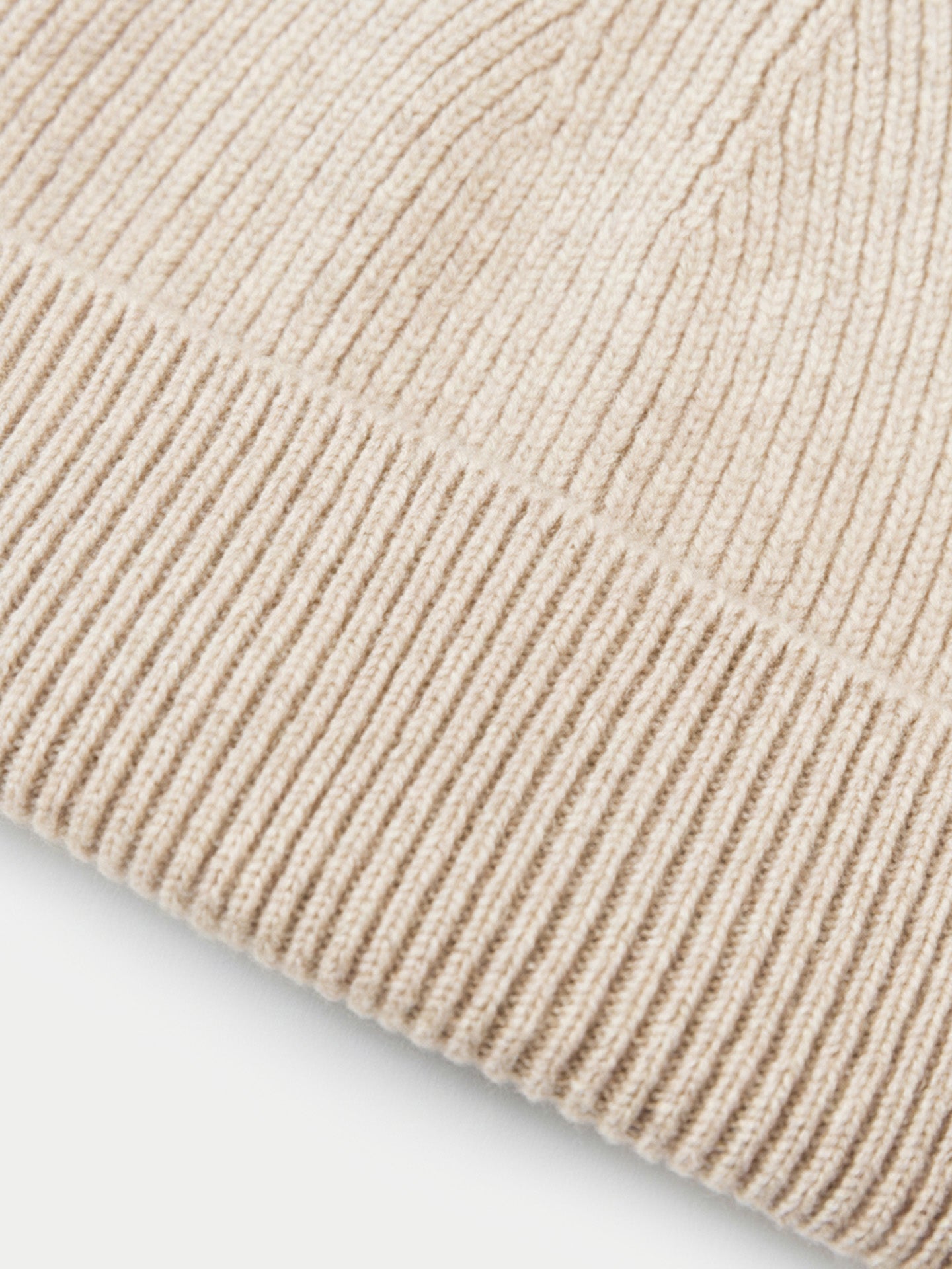 Ribbed Chunky Beanie Beige - Gobi Cashmere