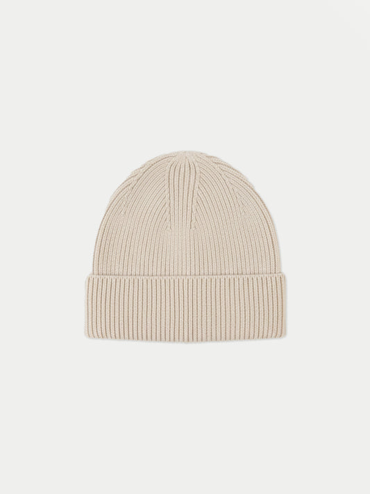 Ribbed Chunky Beanie Beige - Gobi Cashmere