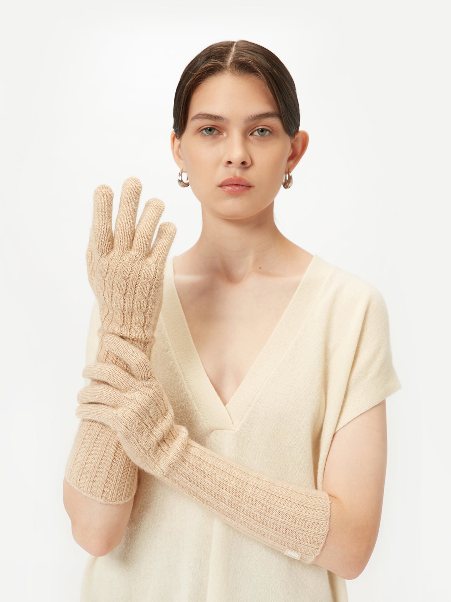 Women's Organic Cashmere Gloves Beige - Gobi Cashmere