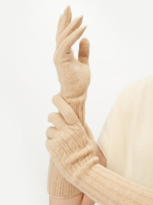 Women's Organic Cashmere Gloves Beige - Gobi Cashmere