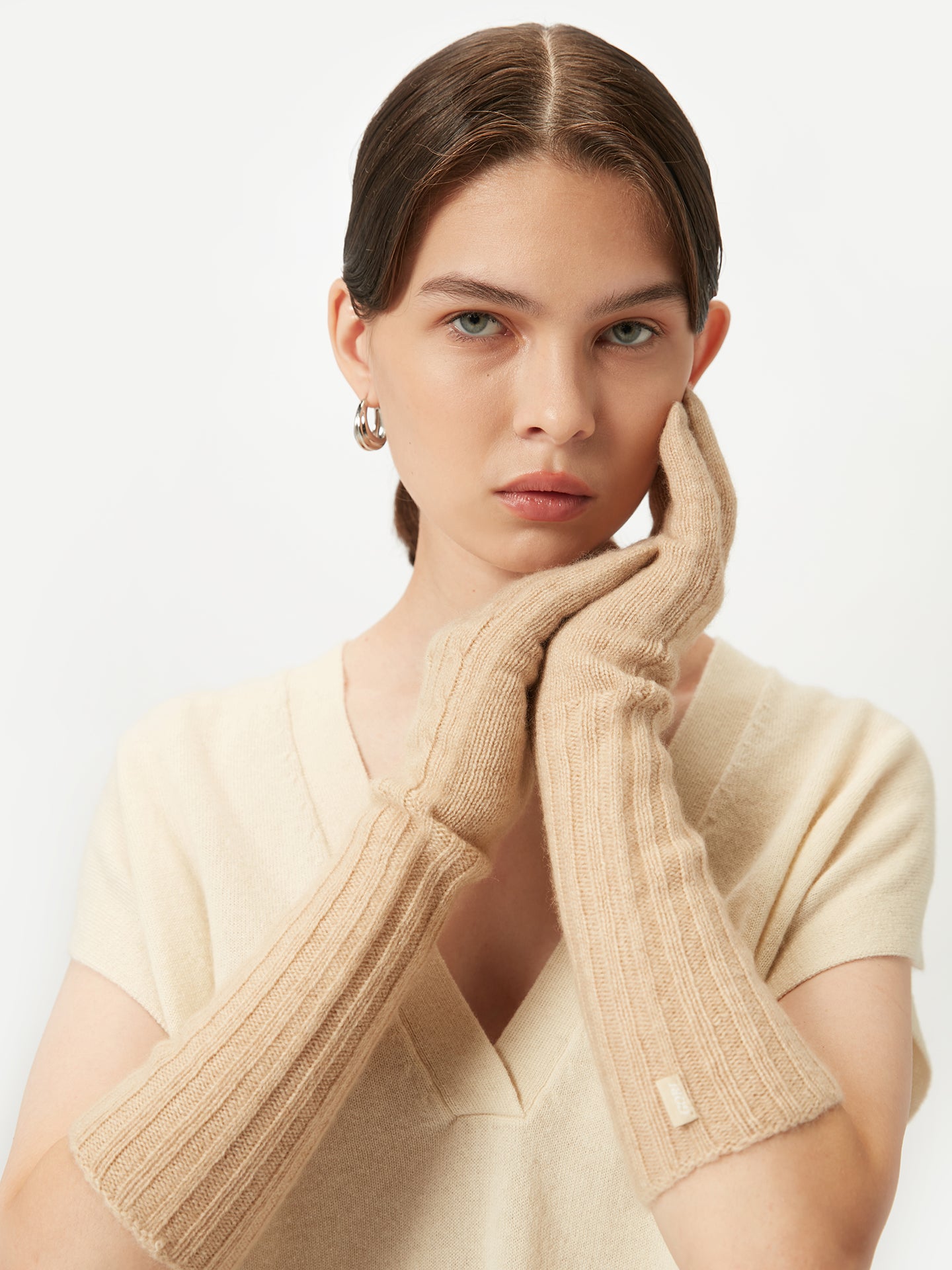 Women's Organic Cashmere Gloves Beige - Gobi Cashmere