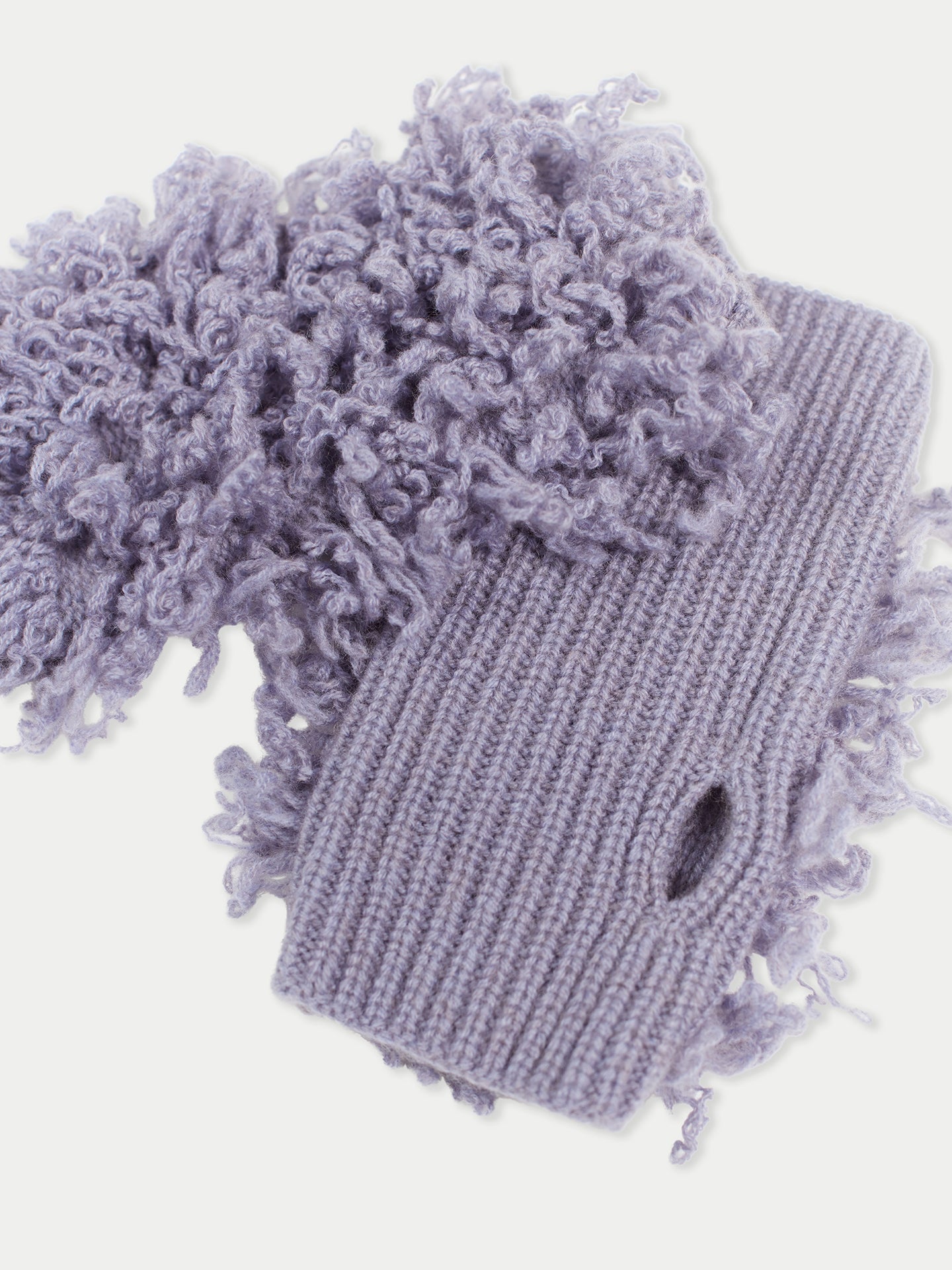 Unisex Loop-Stitch Cashmere Fingerless Gloves Purple Ash - Gobi Cashmere
