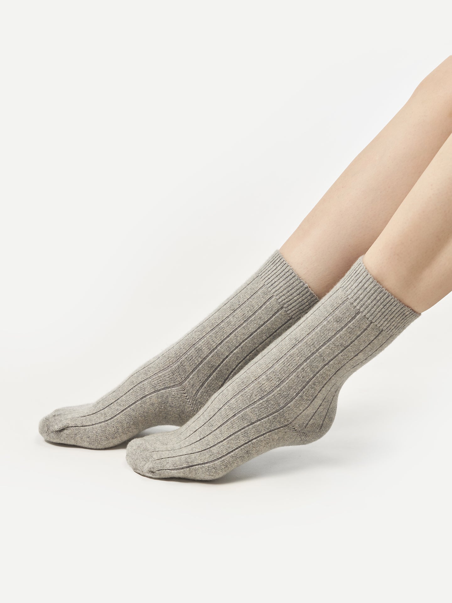 Unisex Cashmere Trim Knit Bed Socks Dawn Blue - Gobi Cashmere