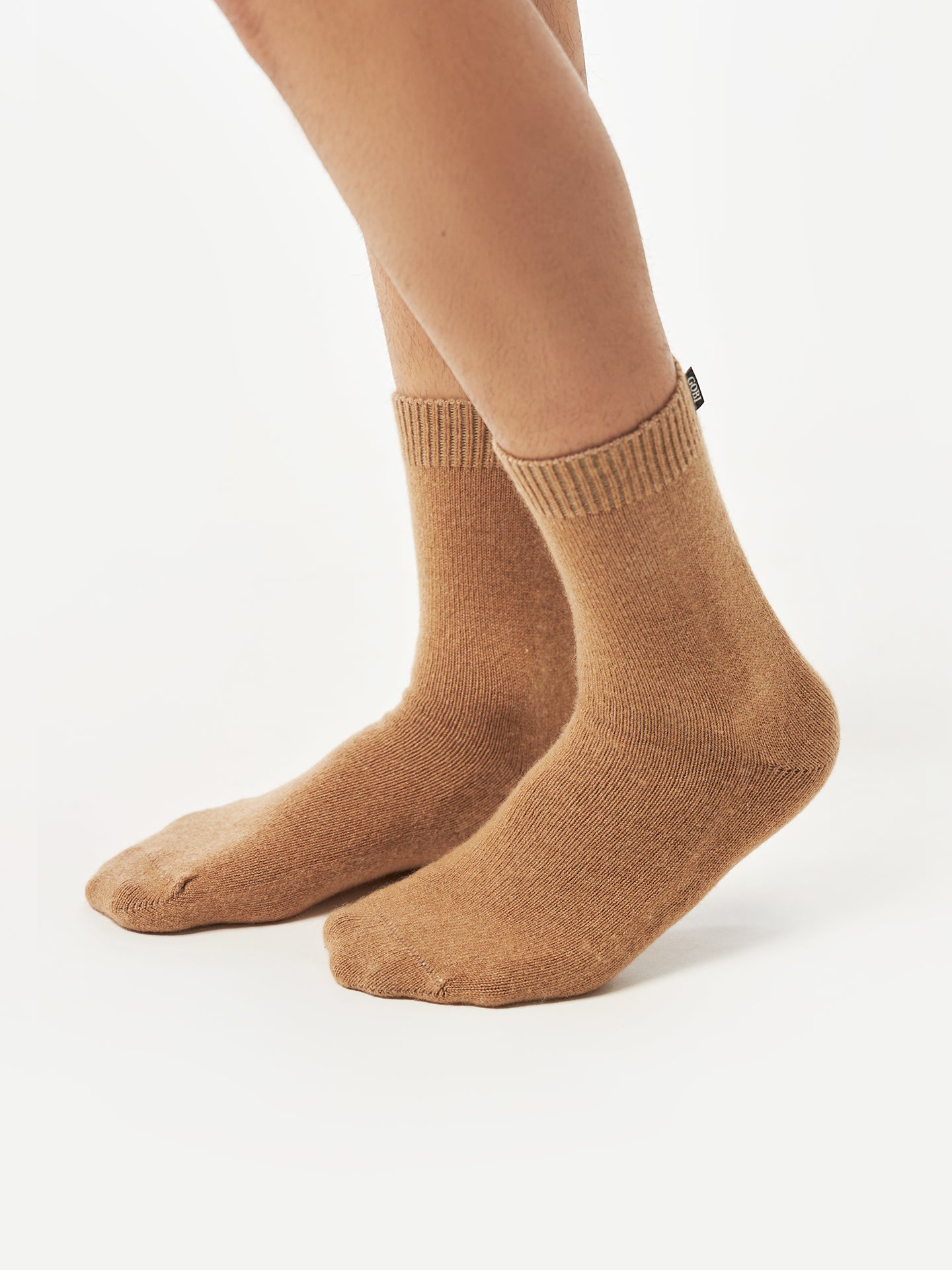 Unisex Cashmere Rib Knit Bed Socks Sheepskin - Gobi Cashmere