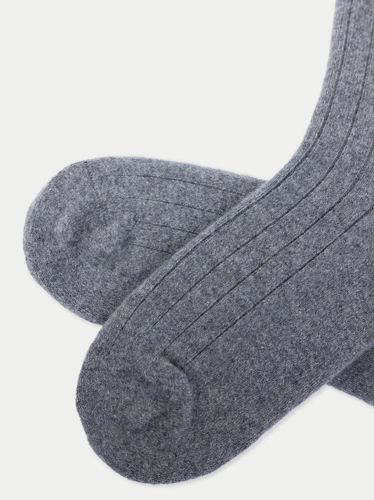 Unisex Cashmere Rib Knit Bed Socks Dim Gray - Gobi Cashmere