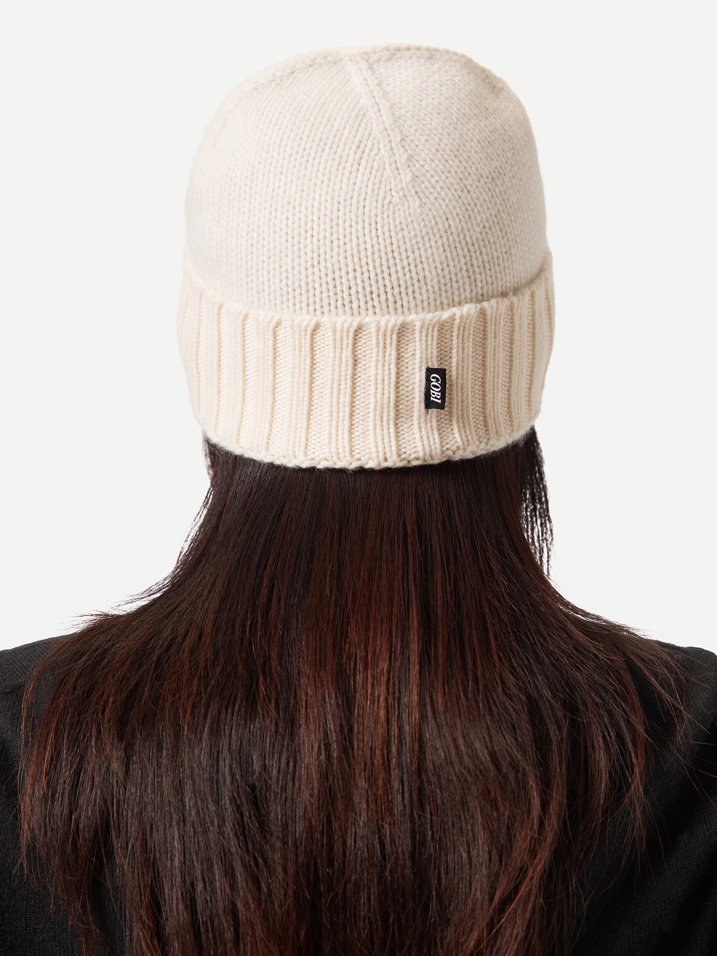 Unisex Cashmere Rib Knit Hat White - Gobi Cashmere