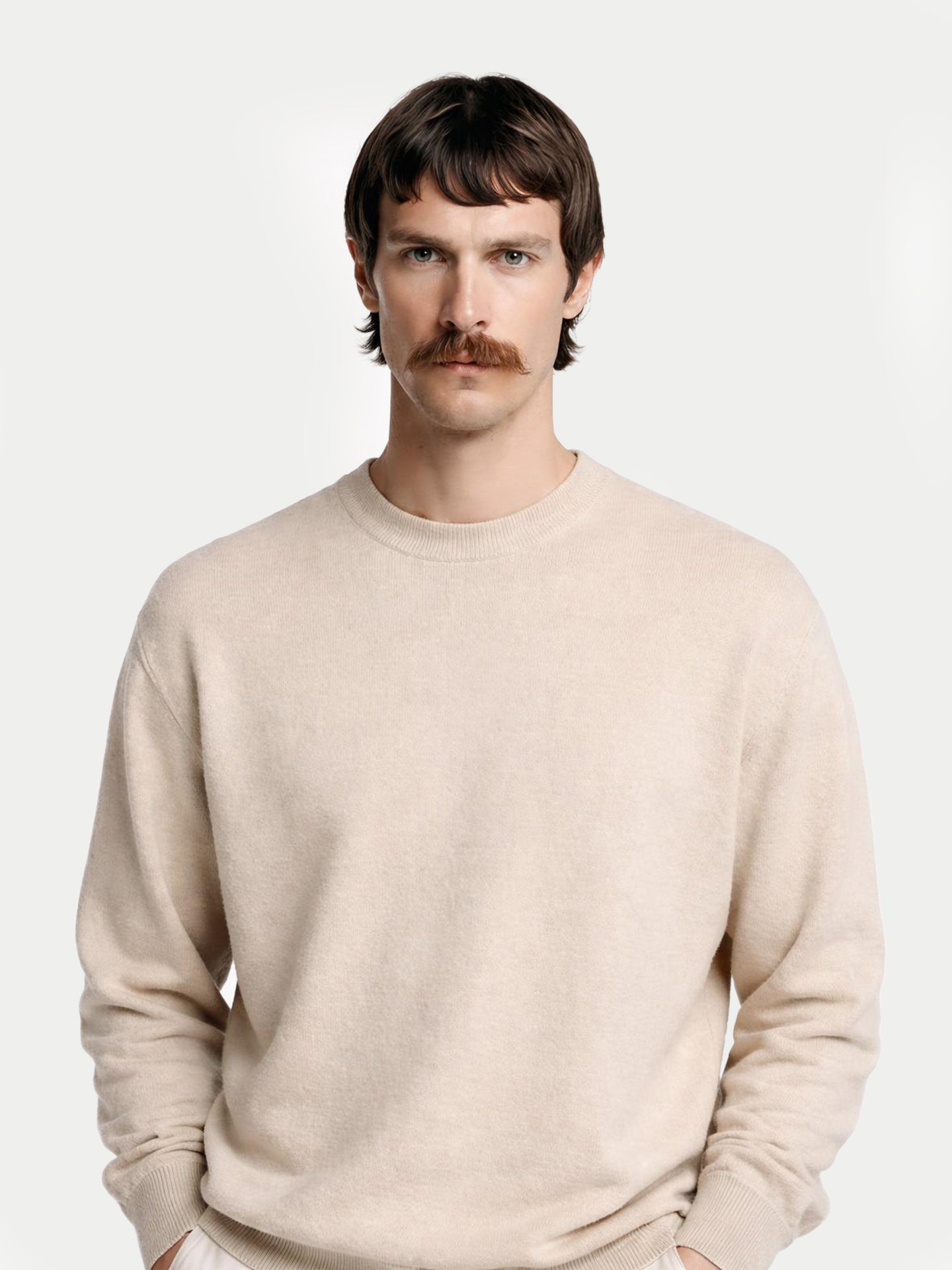 Essential Organic Cashmere Colour Crewneck Sweater Beige - Gobi Cashmere