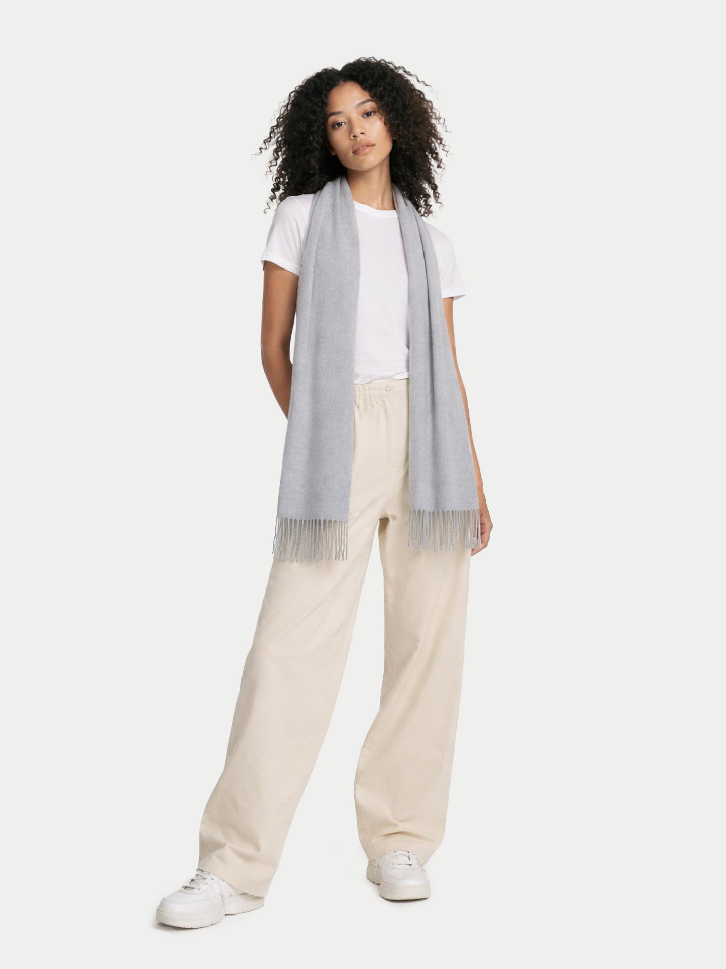 Sciarpa Con Frange In Cashmere