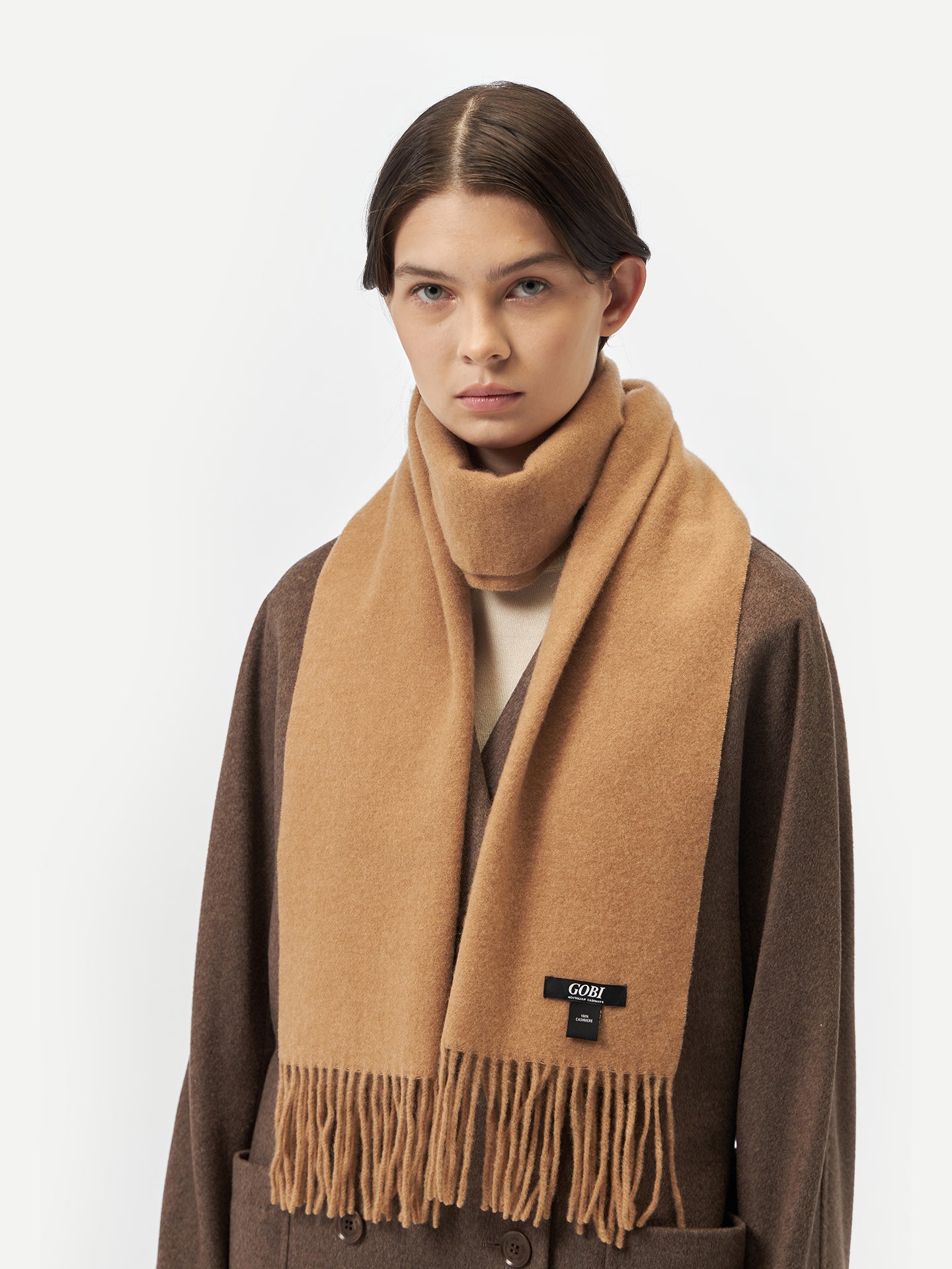 Unisex Cashmere Fringed Scarf Sheepskin - Gobi Cashmere