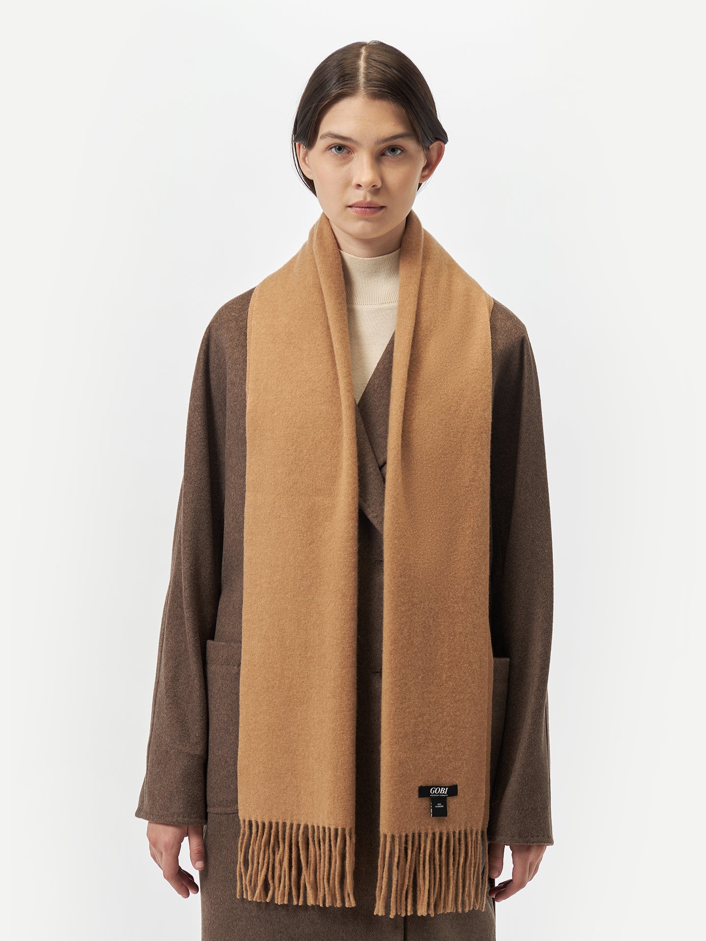 Unisex Cashmere Fringed Scarf Sheepskin - Gobi Cashmere