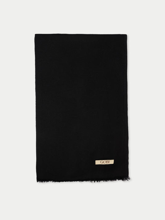 Lightweight Cashmere Woven Scarf Black - Gobi Cashmere