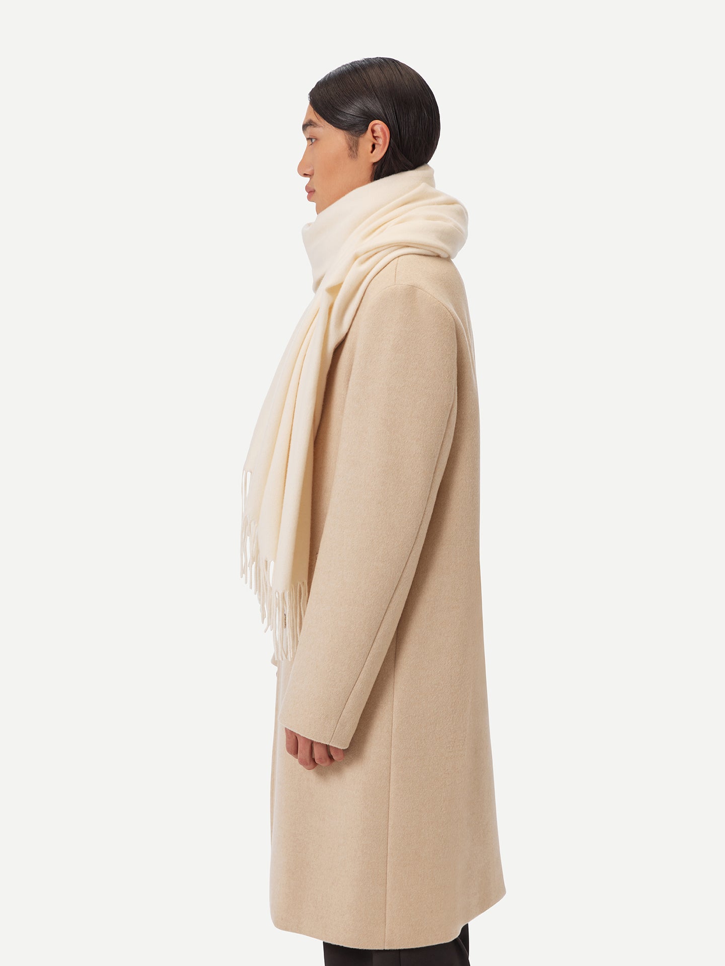 Unisex Cashmere Oversized Woven Scarf White - Gobi Cashmere