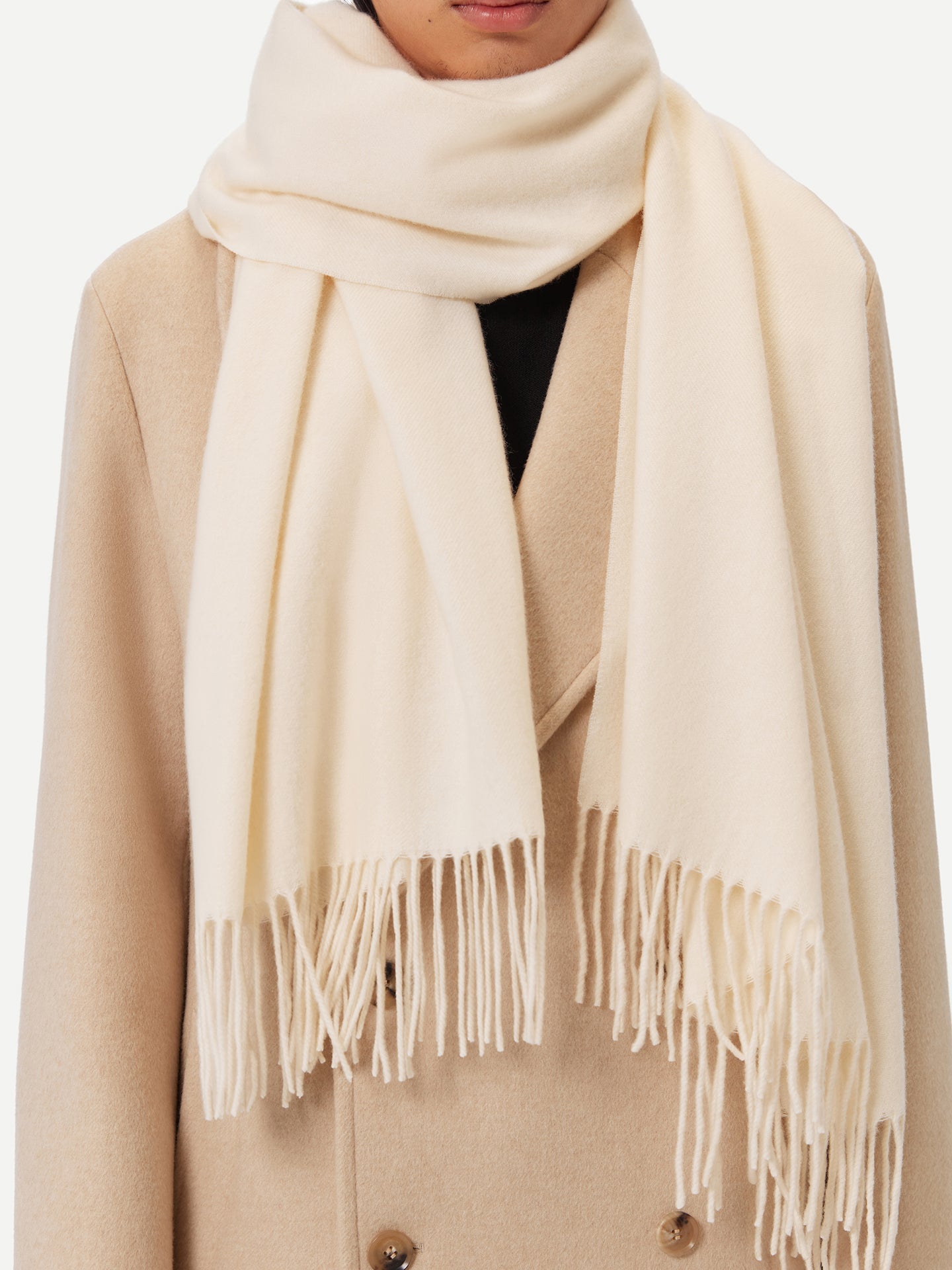 Unisex Cashmere Oversized Woven Scarf White - Gobi Cashmere