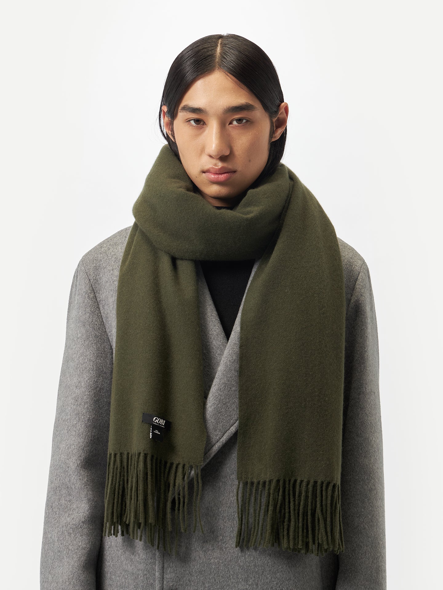 Unisex Cashmere Oversized Woven Scarf Capulet Olive - Gobi Cashmere