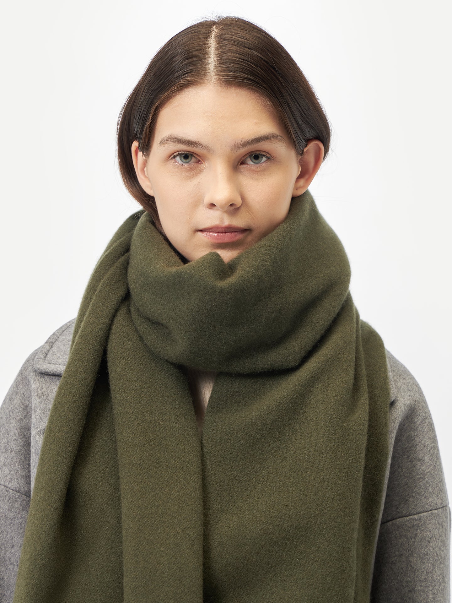 Unisex Cashmere Oversized Woven Scarf Capulet Olive - Gobi Cashmere