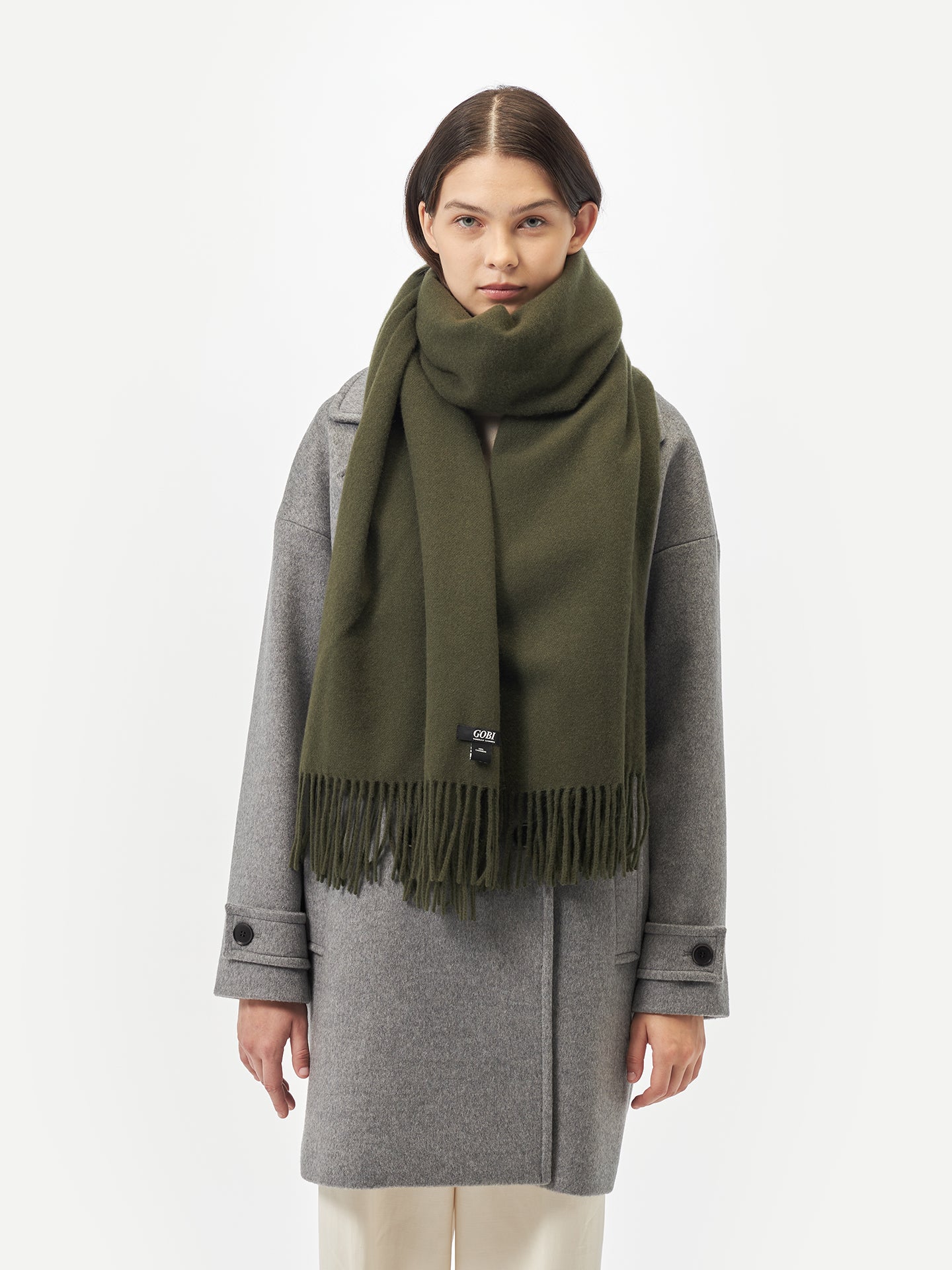 Unisex Cashmere Oversized Woven Scarf Capulet Olive - Gobi Cashmere