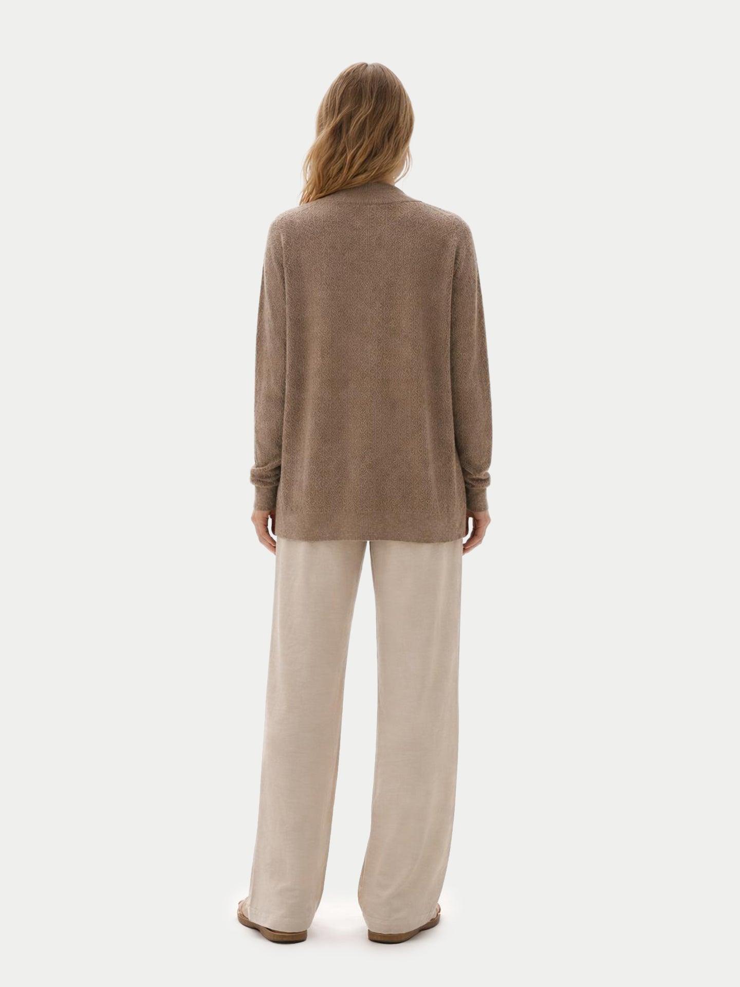 Organic Colour Ajour Knit Open-Front Cashmere Cardigan