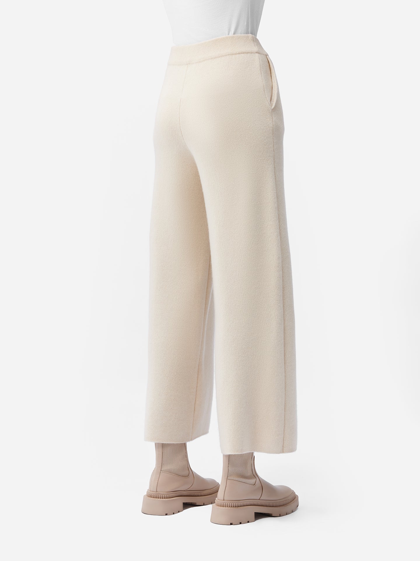 Women's Organic Cashmere Wide-Leg Pants Off White - Gobi Cashmere